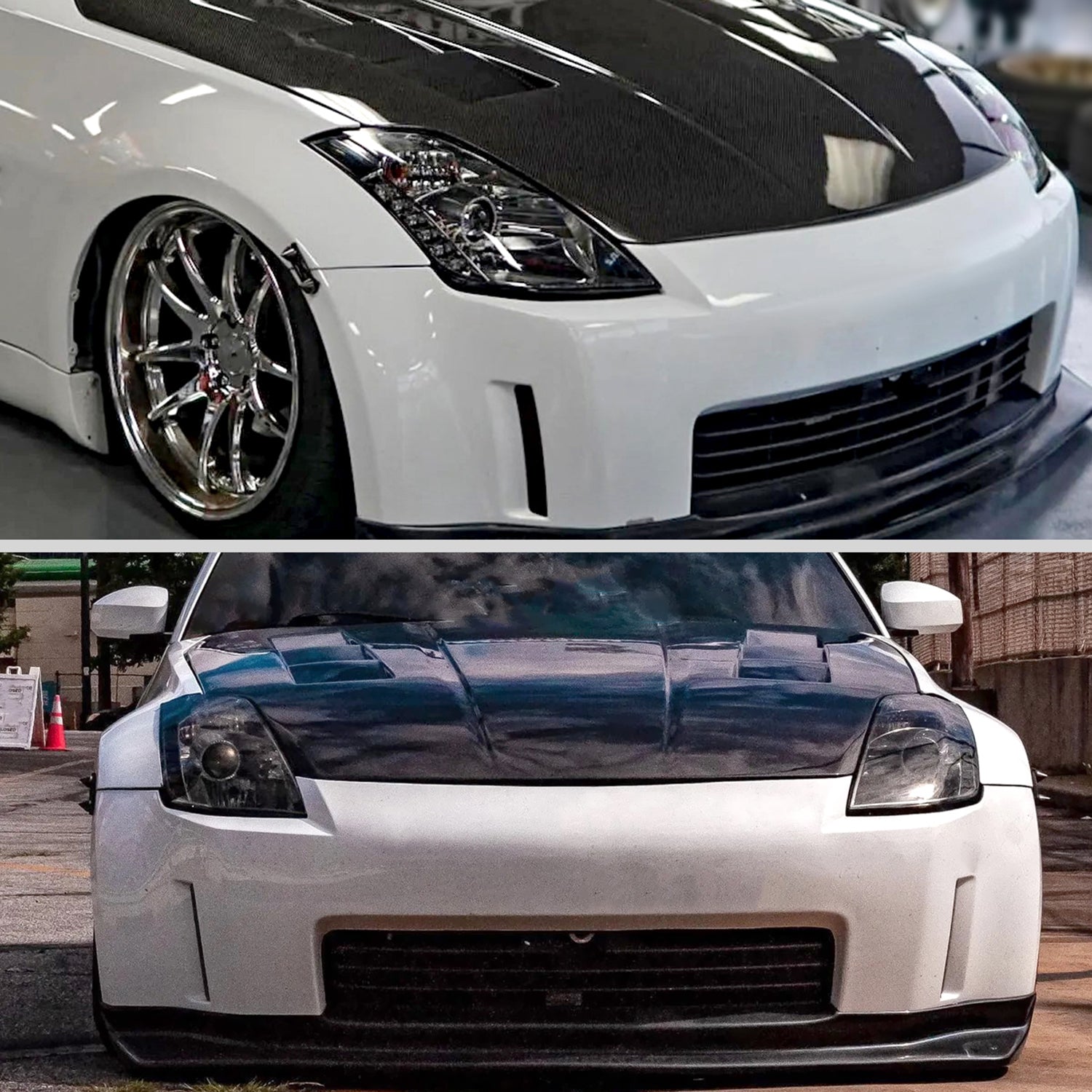 2003-2005 Nissan 350Z Projector Headlights w/ SMD LED Light Strip Chrome/Smoke