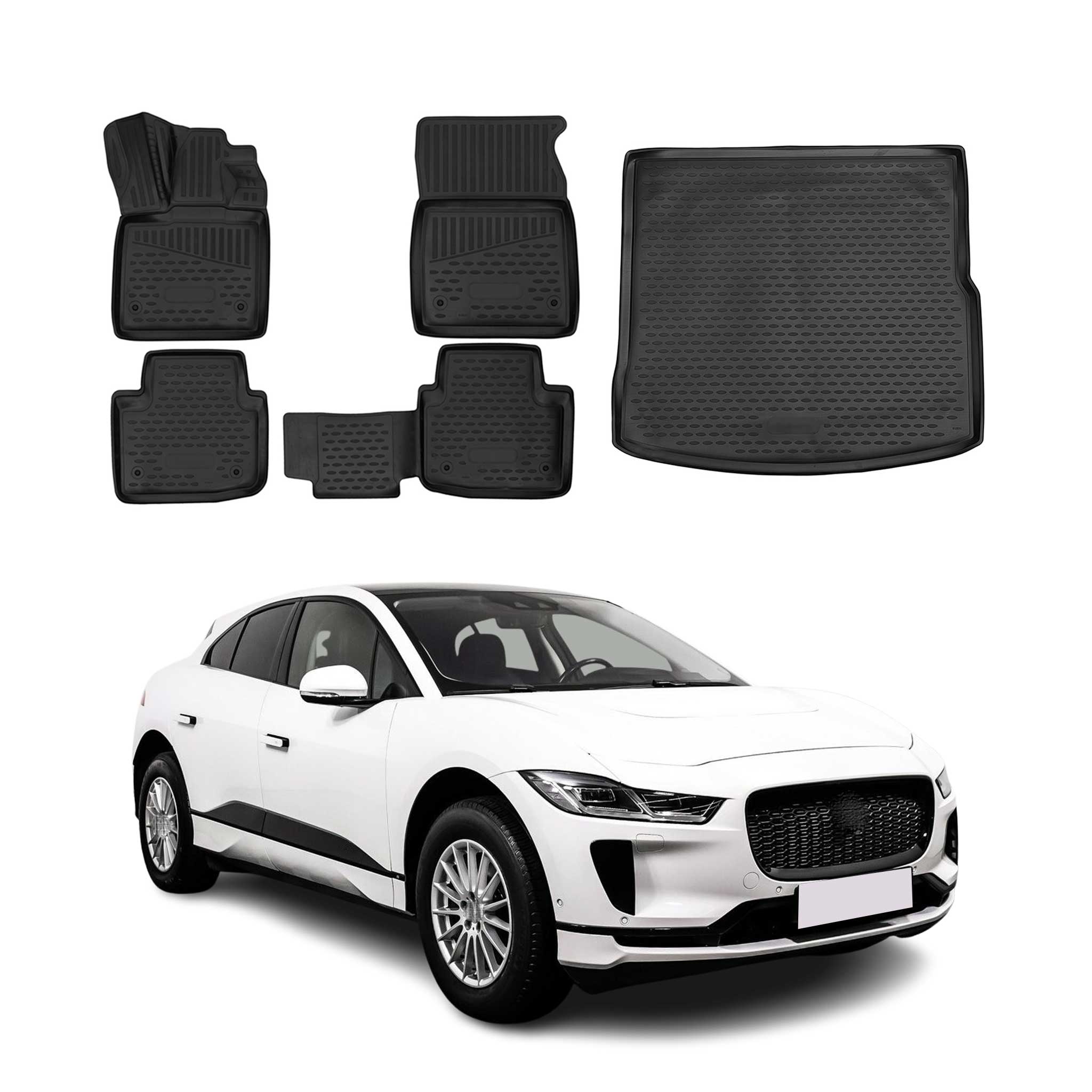 2019-2024 Jaguar I-Pace Floor Mats & Cargo Liner Full Set All Weather Black