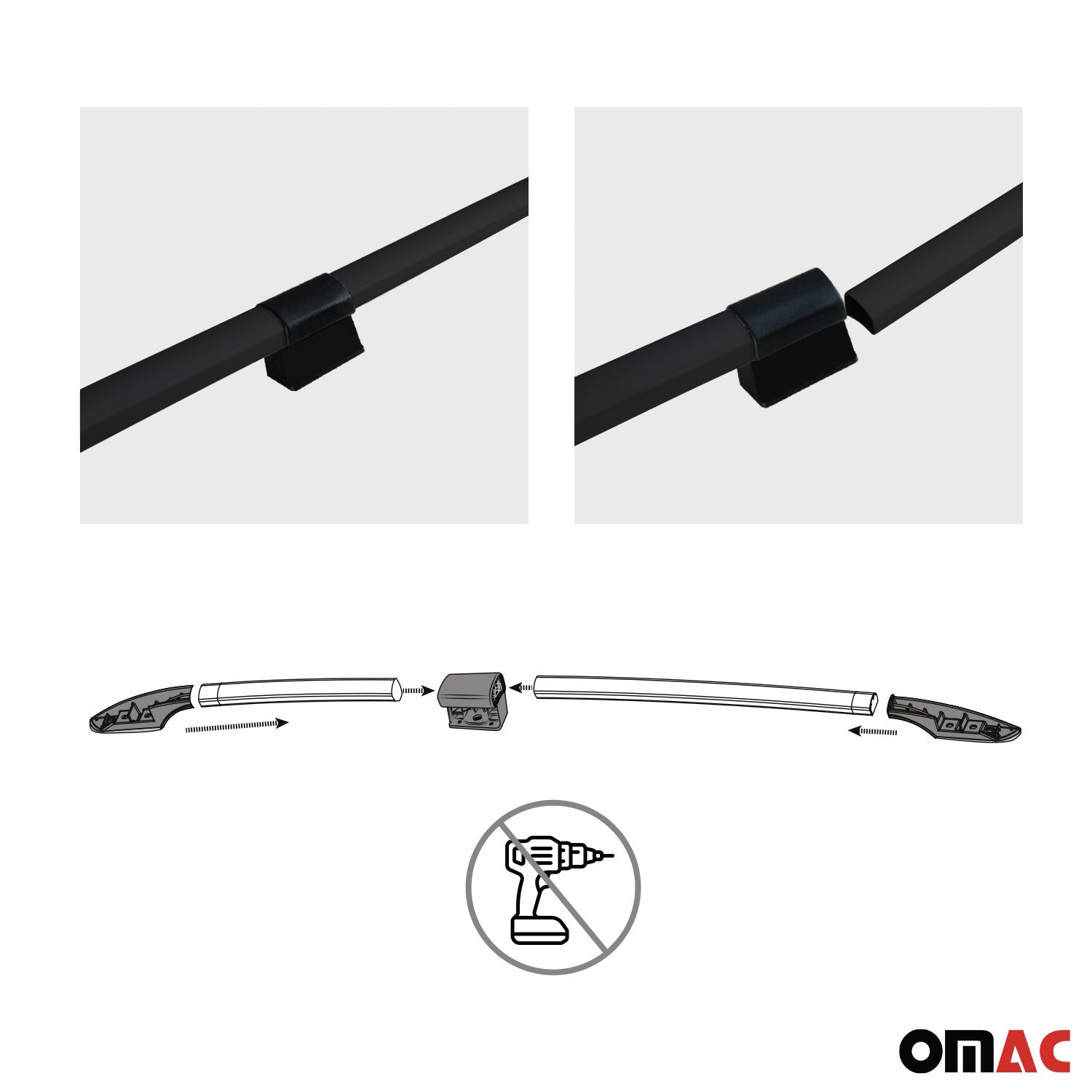 2016-2024 Mercedes Metris Long Wheel Base Roof Rack Rails Side Rails Black