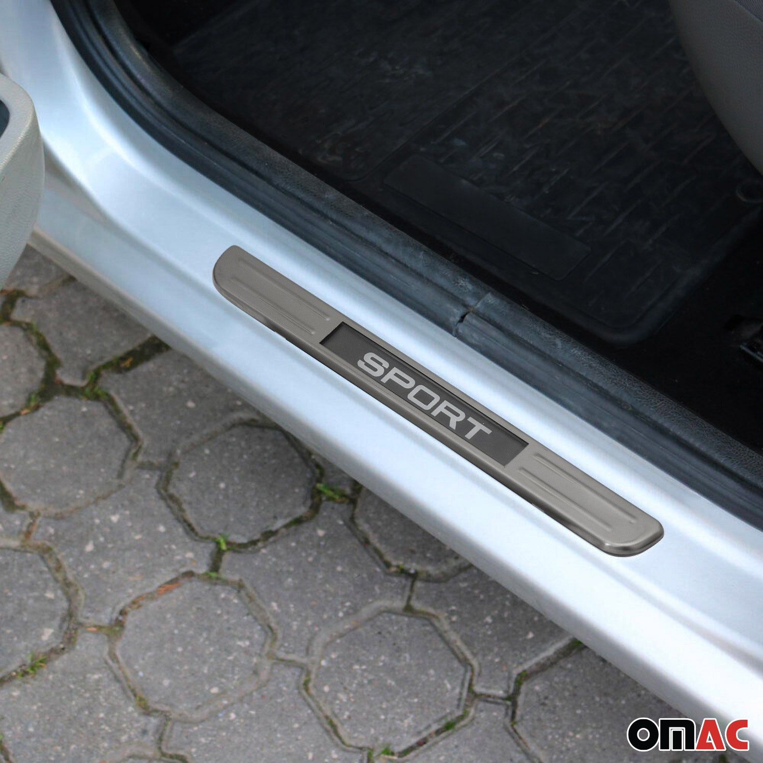 Jeep Door Sill Scuff Plate Illuminated Brushed Stainless Steel Brushed Silver 4Pcs