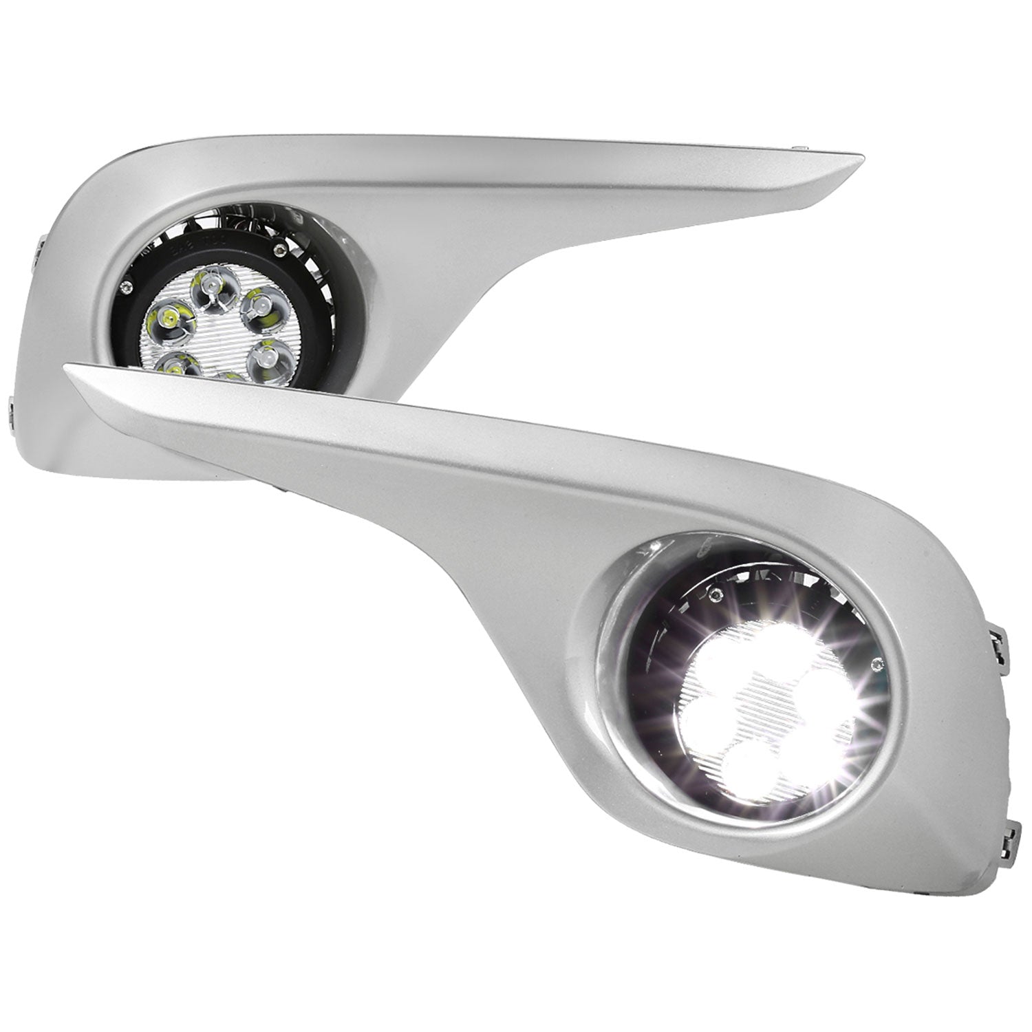 2011-2013 Toyota Highlander 6-LED Fog Lights Kit Chrome Housing/Clear Lens