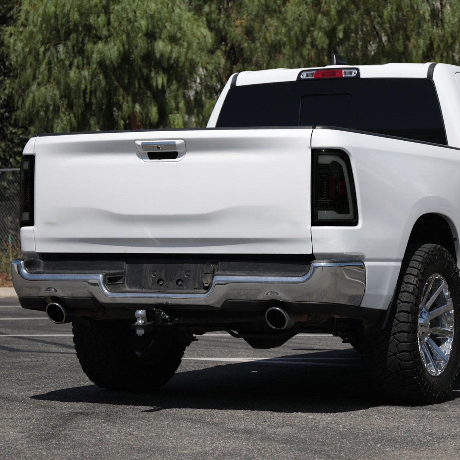 2019-2024 Dodge RAM 1500 White LED Bar Tail Lights Glossy Black/Smoke Lens