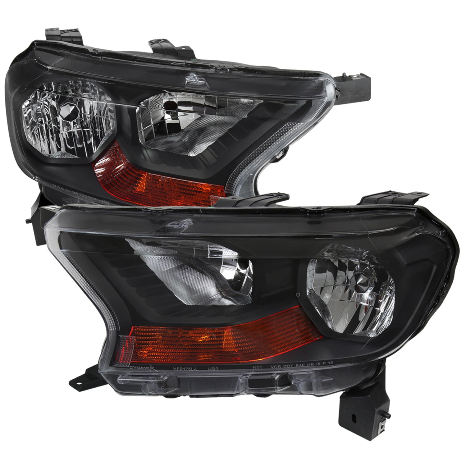 2019-2022 Ford Ranger XL XLT Factory Style Headlights Matte Black/Clear Lens