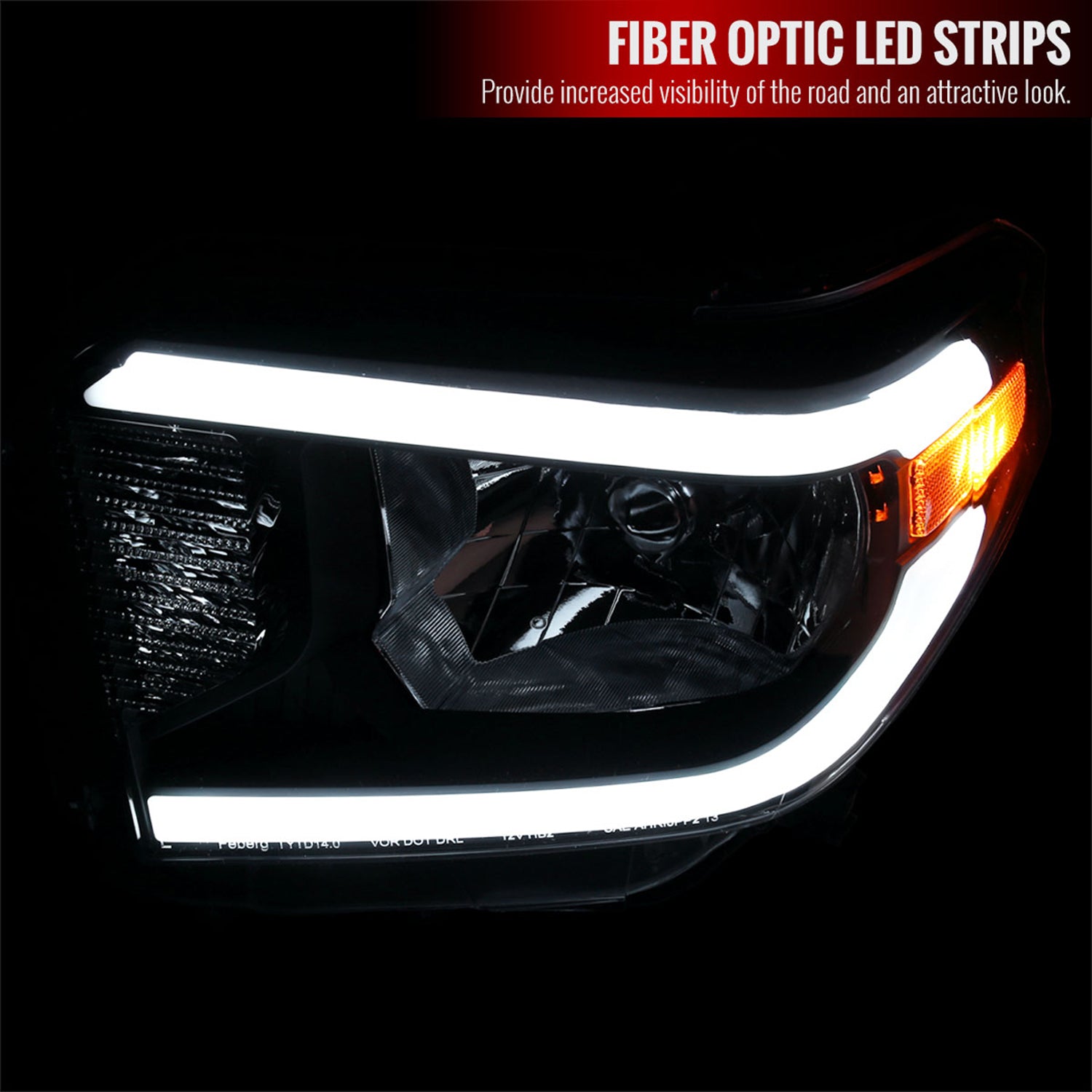 2014-2021 Toyota Tundra LED Bar Factory Style Headlights Matte Black/Clear