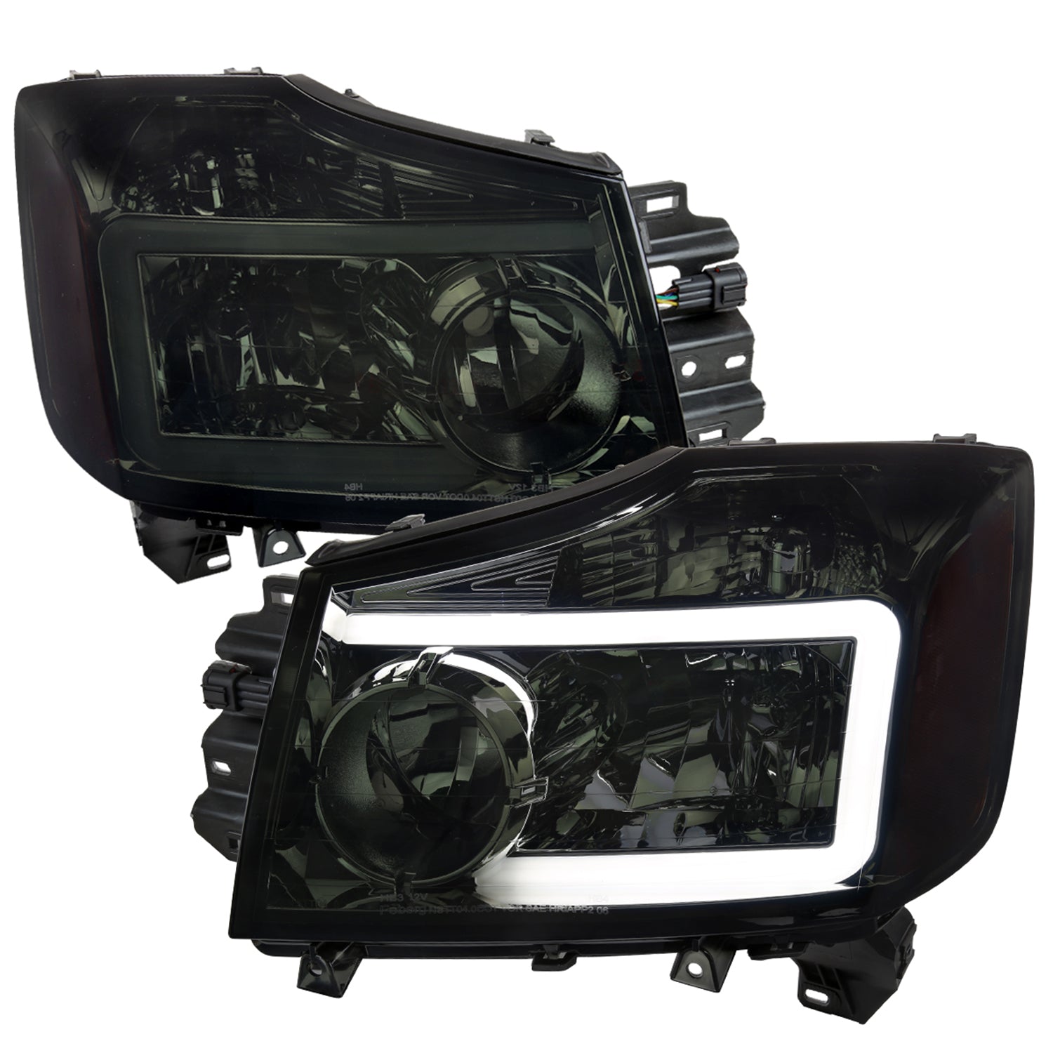 2004-2015 Nissan Titan / 04-2007 Armada LED Bar Factory Headlights Chrome/Smoke