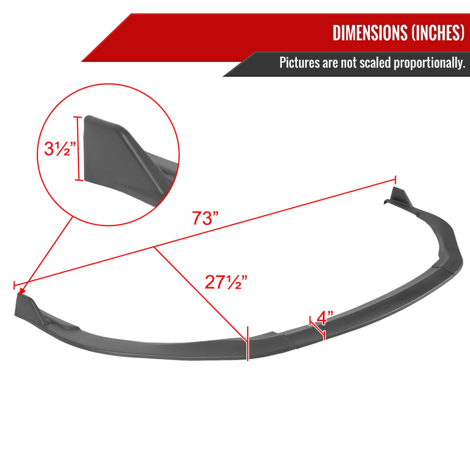 2013-2015 Lexus ES350 Matte Black 3Pcs Front Bumper Lip Splitter Kit