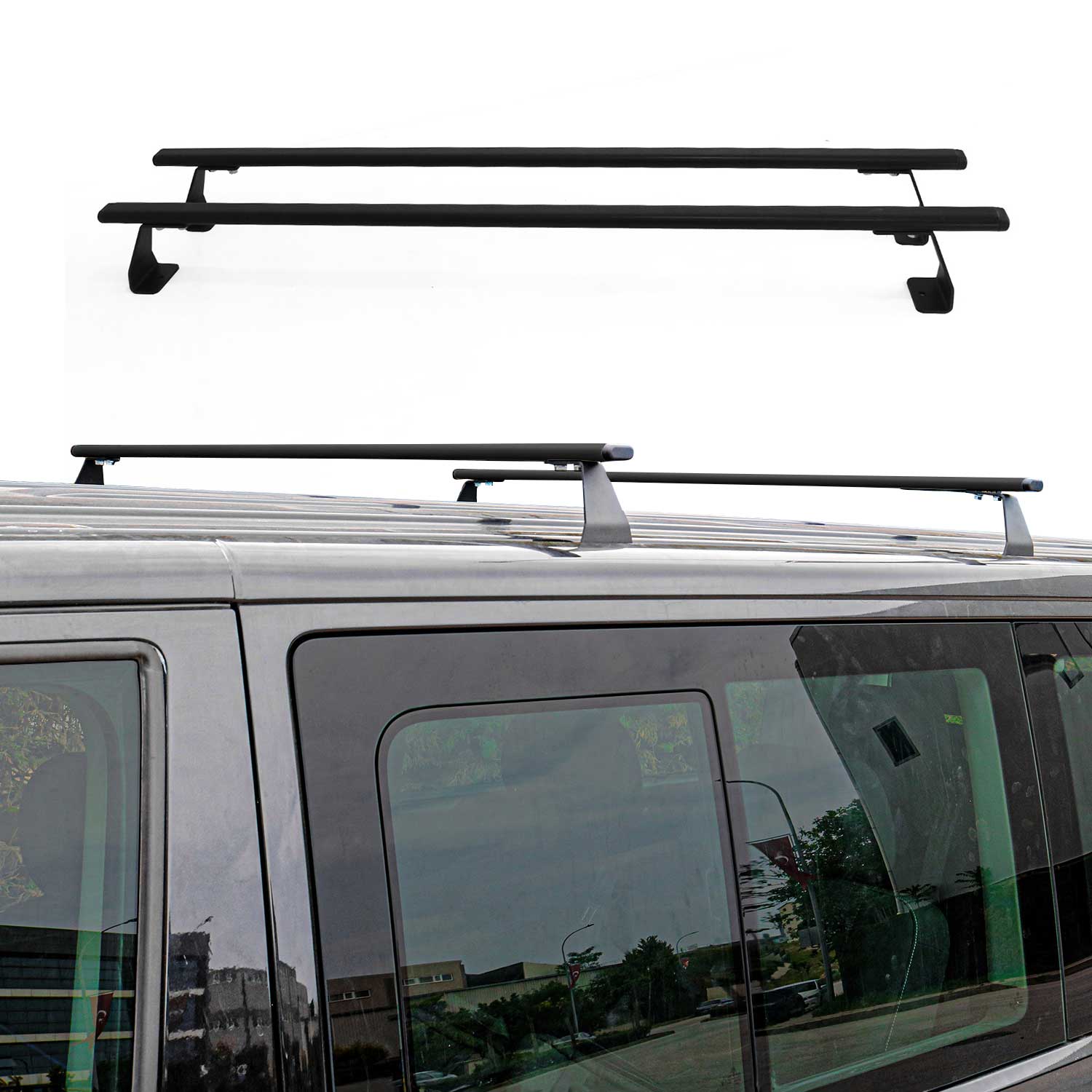 2013-2021 Nissan NV200 Roof Rack Cross Bars Luggage Carrier Steel Black 2 Pcs
