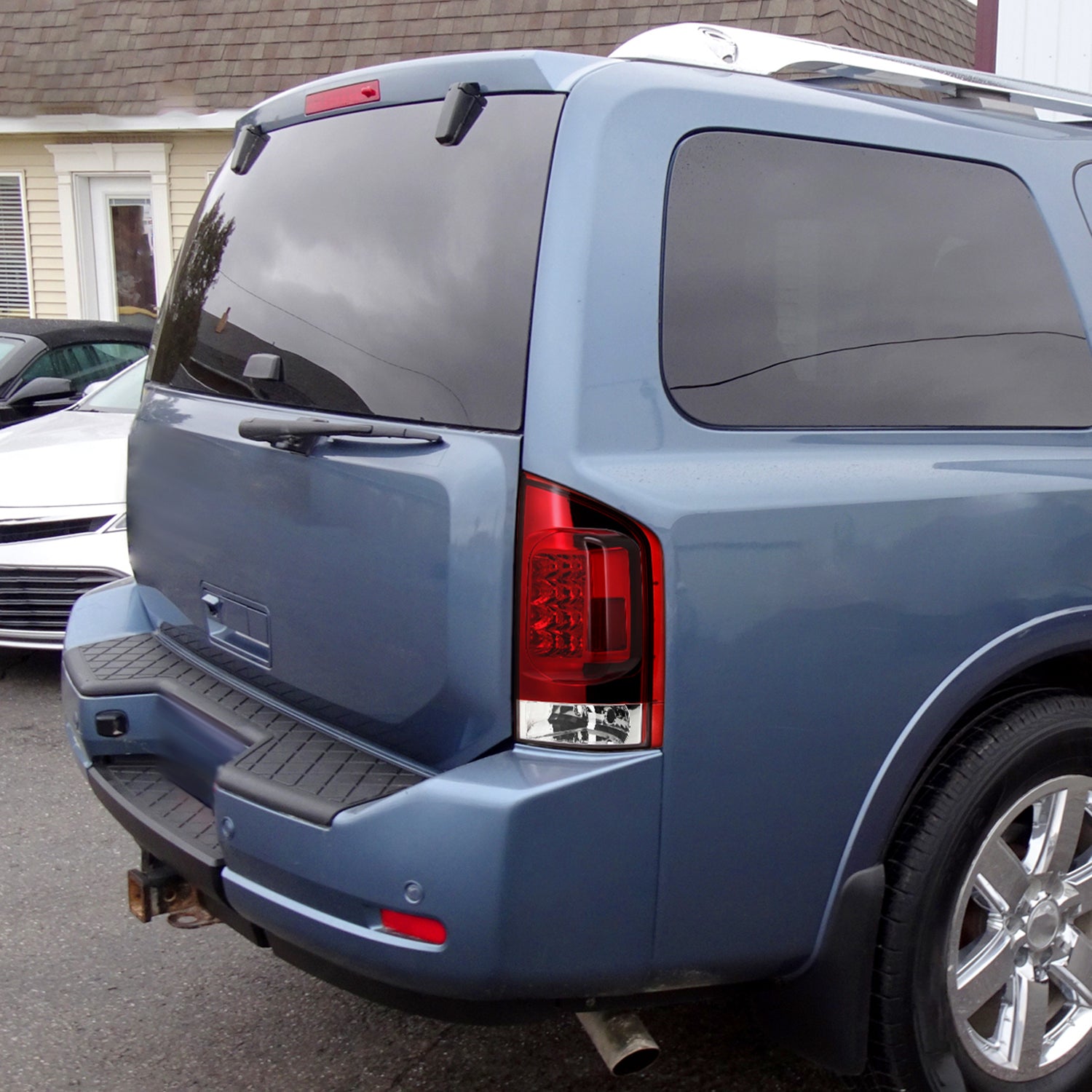 2005-2015 Nissan Armada LED Tail Lights Chrome Housing/Red Clear Lens