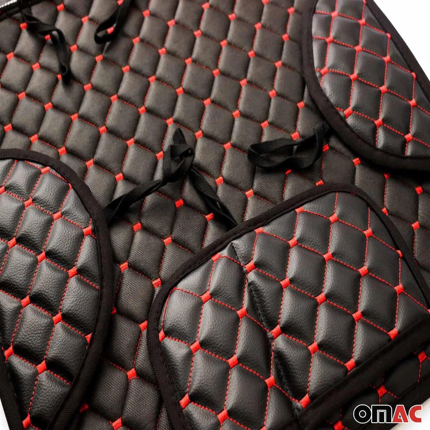 Cadillac Escalade Leather Breathable Front Seat Cover Pads Black Red 1Pc