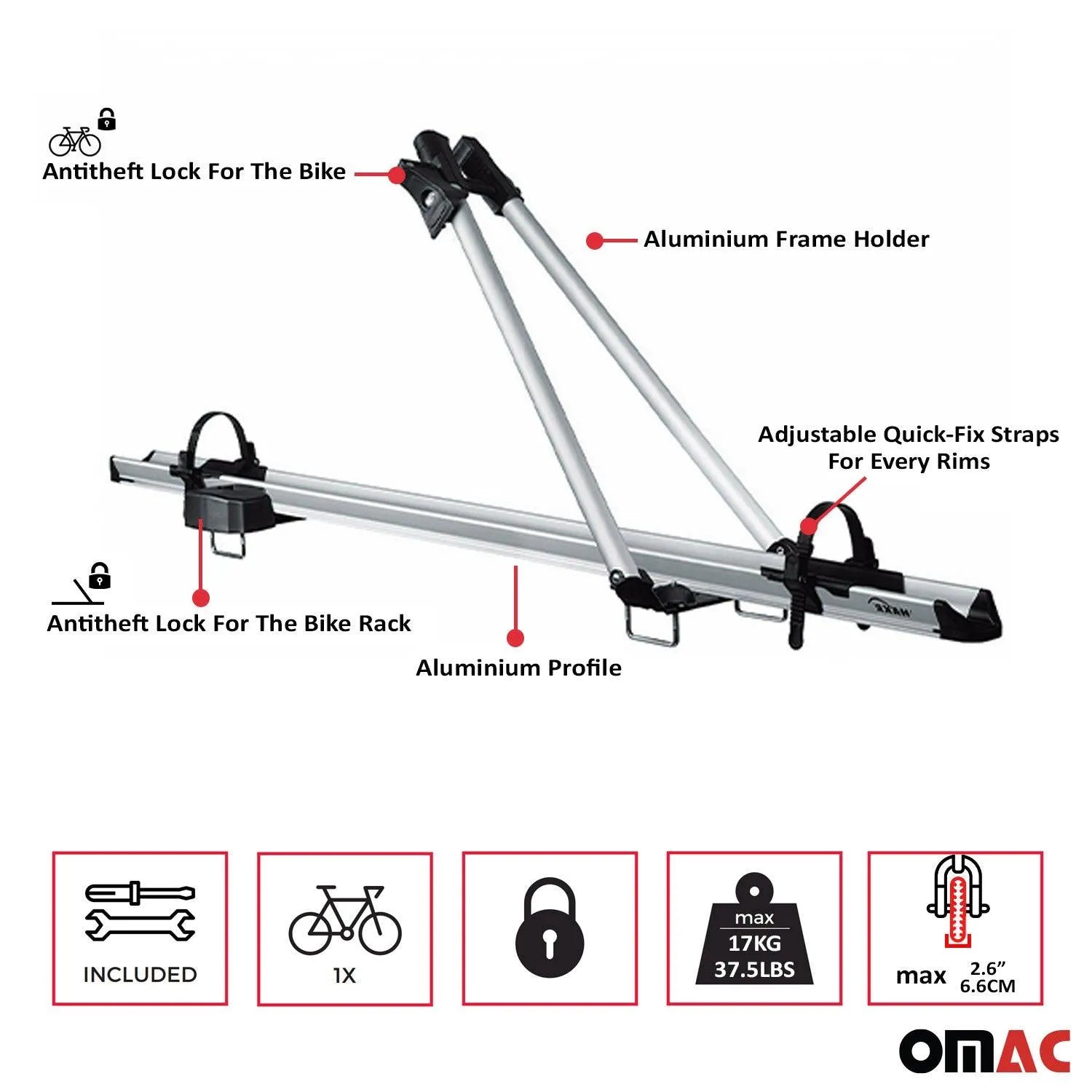 2009-2013 Subaru Forester III Bike Rack Carrier Roof Racks Set Silver 3Pcs