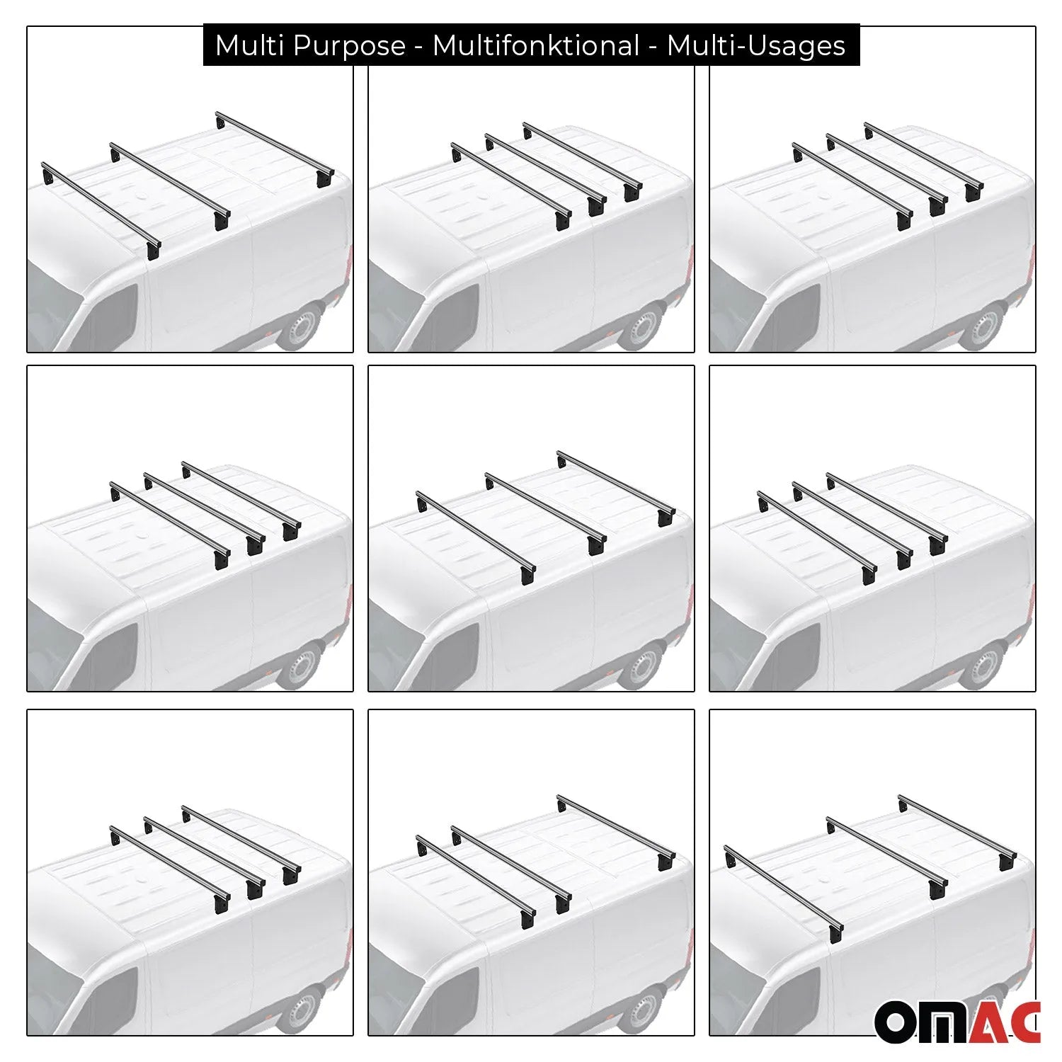 2014-2026 RAM ProMaster Professional Roof Racks Cross Bars Set Gray 3Pcs