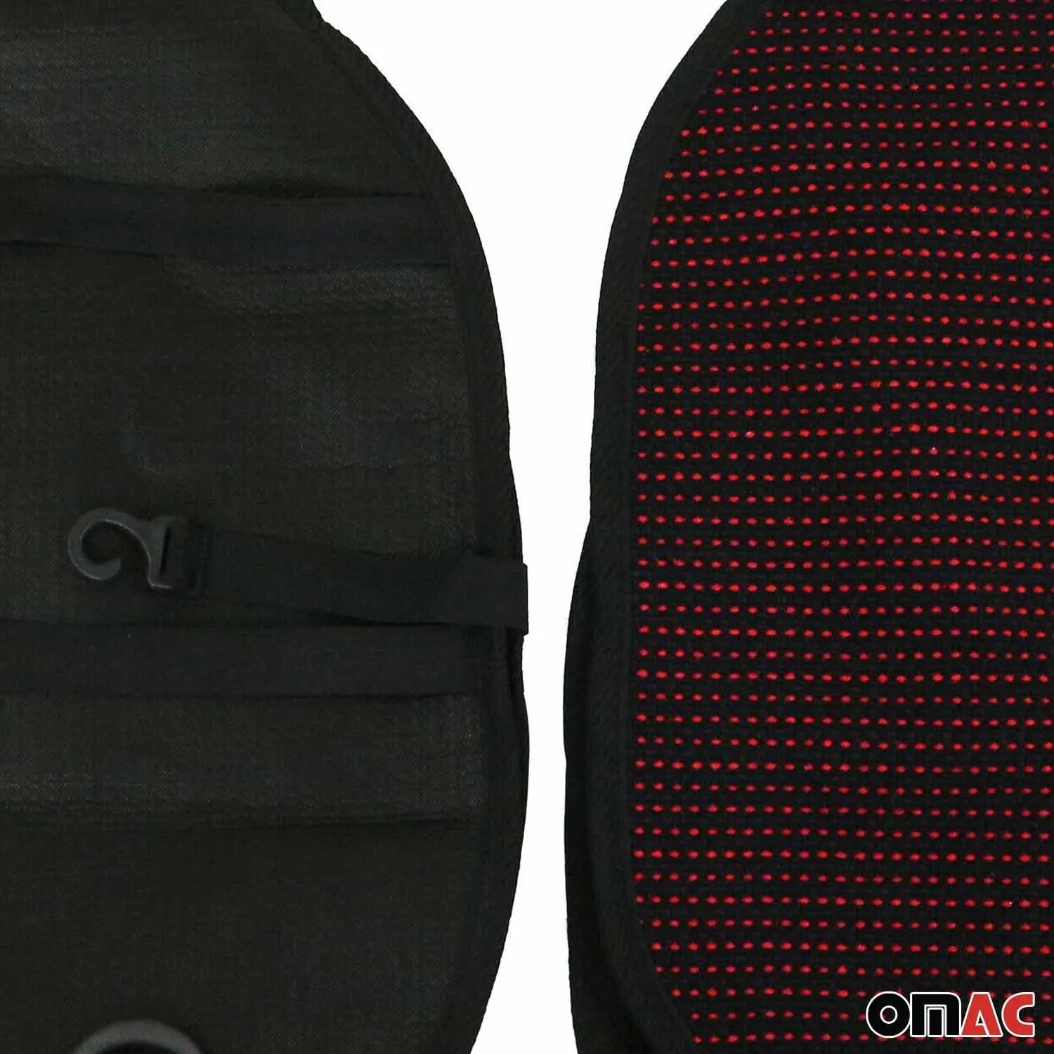 Mercedes Antiperspirant Front Seat Cover Pads Black Red Fabric Black Red 2Pcs
