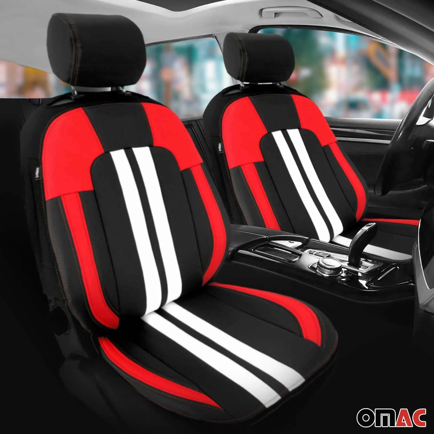 Fiat Front Car Seat Covers Protector Black White Red Breathable Cotton